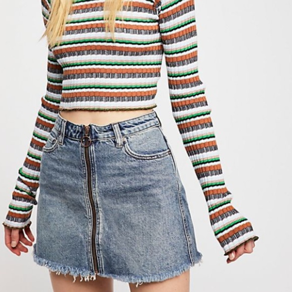 Free People Dresses & Skirts - Free People Zip It Up Jeans Mini Skirt Size 28